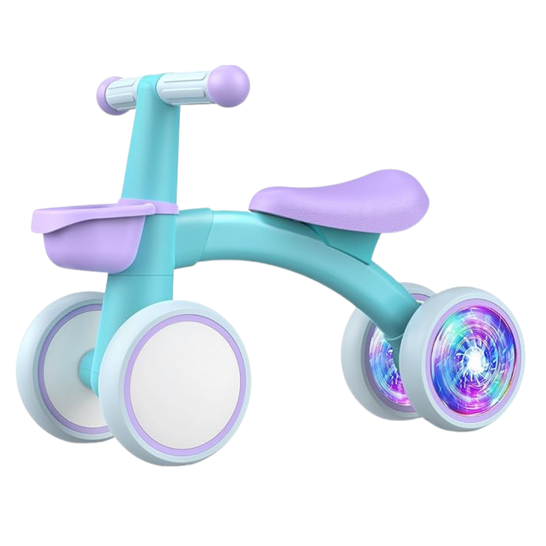 Colorful Light-Up Baby Balance Bike with Adjustable Seat for 1-2 Year Olds