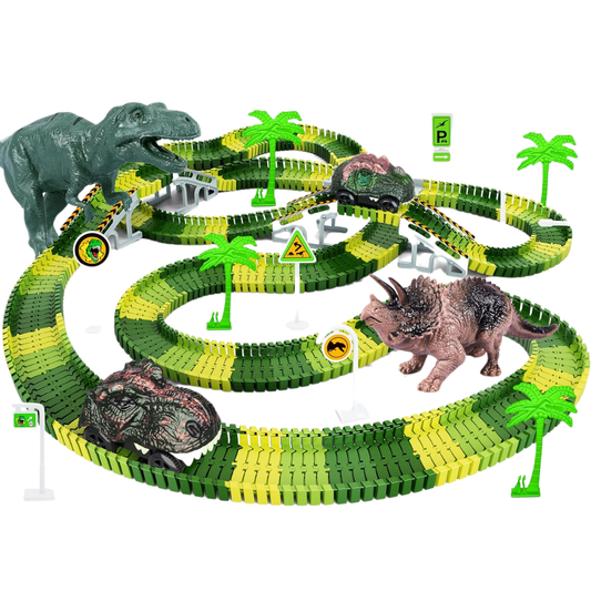 Dinosaur/Shark World Track Playset with Flexible Tracks and Accessories